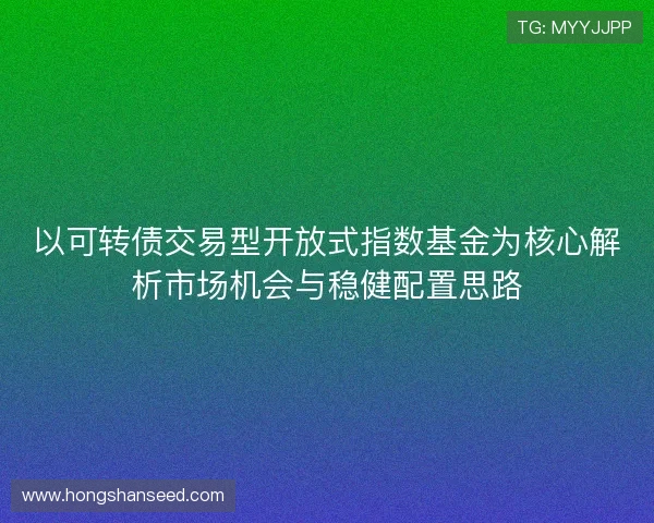 以可转债交易型开放式指数基金为核心解析市场机会与稳健配置思路